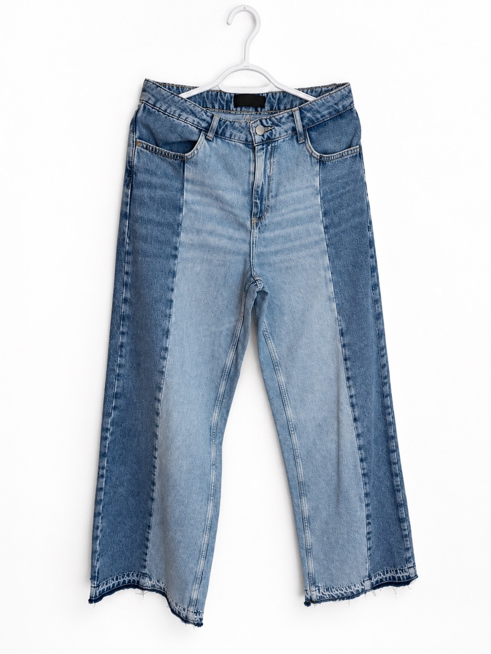 Zara Two Tone Contrast Wide Leg Jeans Size S